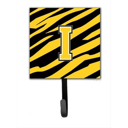 Carolines Treasures Letter I Initial Monogram - Tiger Stripe - Black Gold Leash Holder Or Key Hook CJ1026-ISH4